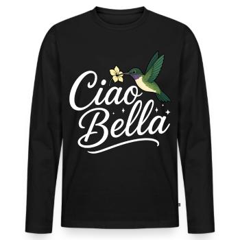 Ciao Bella - Men's Premium Organic Long Sleeve Shirt - black - Front - Nico (187cm)