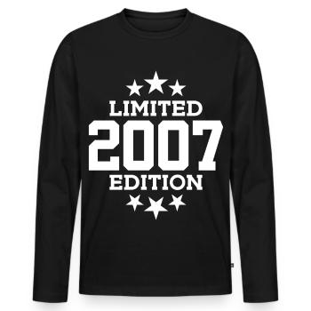 ÉDITION LIMITÉE 2007 19E ANNIVERSAIRE - T-shirt manches longues Premium bio Homme - noir - Devant - Nico (187cm)