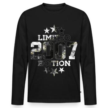 ÉDITION LIMITÉE 2007 19E ANNIVERSAIRE - T-shirt manches longues Premium bio Homme - noir - Devant - Nico (187cm)