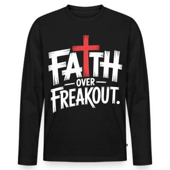 La foi sur la panique La foi en Jésus - T-shirt manches longues Premium bio Homme - noir - Devant - Nico (187cm)