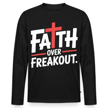 La foi sur la panique La foi en Jésus - T-shirt manches longues Premium bio Homme - noir - Devant - Nico (187cm)