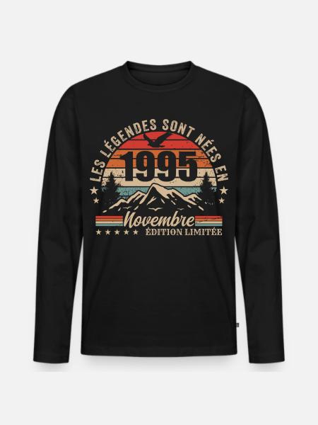 Awesome since November 1995 | November 1995 - Men's Premium Organic Long Sleeve Shirt - black