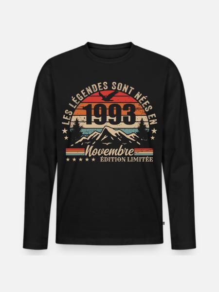 Awesome since November 1993 | November 1993 - Men's Premium Organic Long Sleeve Shirt - black