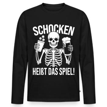 Schocken Heißt Das Spiel Schockbesteck Schock Aus! - Männer Premium Bio Langarmshirt - Schwarz - Vorne - Nico (187cm)
