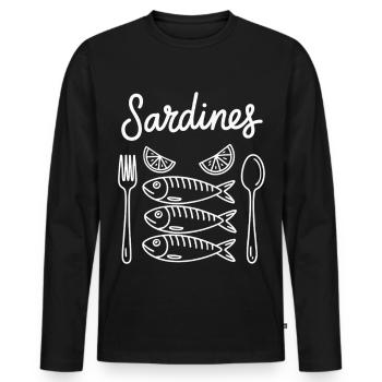 Sardine line with cutlery - Men's Premium Organic Long Sleeve Shirt - black - Front - Nico (187cm)