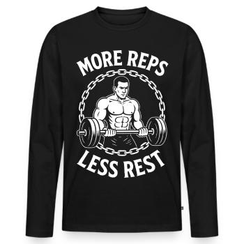 Calisthenics Fitness Gym Entraînement Entraînement Plus - T-shirt manches longues Premium bio Homme - noir - Devant - Nico (187cm)