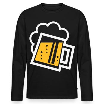 Chope à bière bavaroise (bière / chope à bière / R /// 2C) - T-shirt manches longues Premium bio Homme - noir - Devant - Nico (187cm)