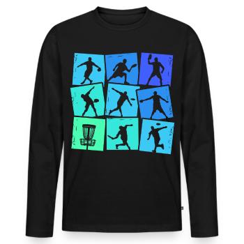 Disc Golf Discgolf Kinder Männer Jungen  - Männer Premium Bio Langarmshirt - Schwarz - Vorne - Nico (187cm)
