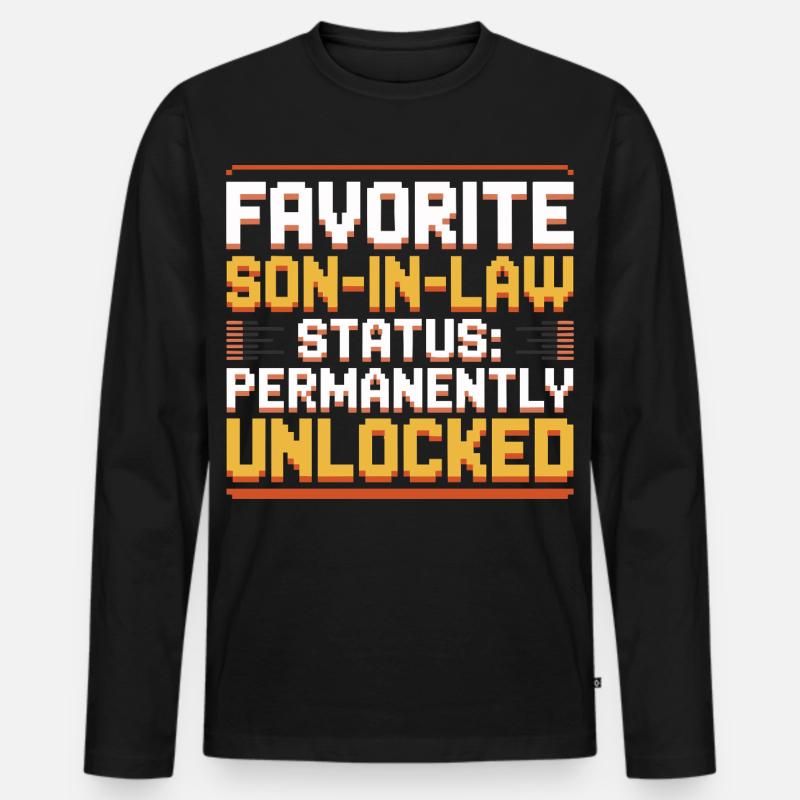 Schwiegermutter Retro Lustiger Schwiegervater - Männer Premium Bio Langarmshirt - Schwarz
