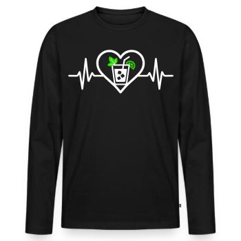 Mojito Heart Aperitif Cocktail - Men's Premium Organic Long Sleeve Shirt - black - Front - Nico (187cm)