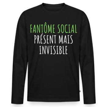 10Introverti Halloween - Fantôme Asocial Humour - T-shirt manches longues Premium bio Homme - noir - Devant - Nico (187cm)