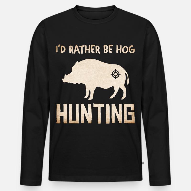 Wildschwein Jagd Silhouette - Männer Premium Bio Langarmshirt - Schwarz