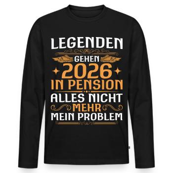 Pensionär 2026 Arbeitskollege Legende in Pension - Männer Premium Bio Langarmshirt - Schwarz - Vorne - Nico (187cm)