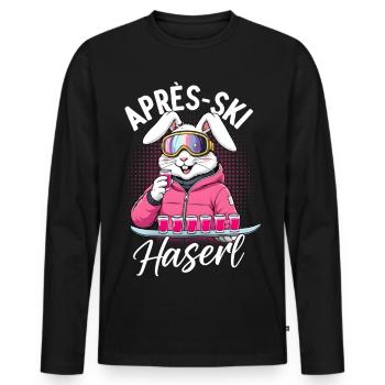 Lapin d’après-ski - T-shirt manches longues Premium bio Homme - noir - Devant - Nico (187cm)