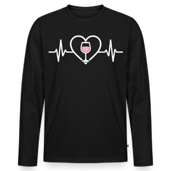 Vin Rosé Cœur - T-shirt manches longues Premium bio Homme - noir - Devant - Nico (187cm)