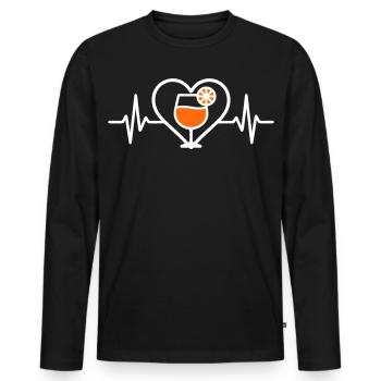 Spritz Heart Cocktail Aperitif - Männer Premium Bio Langarmshirt - Schwarz - Vorne - Nico (187cm)