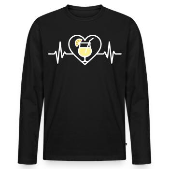 Piña Colada Cœur Cocktail Tropical - T-shirt manches longues Premium bio Homme - noir - Devant - Nico (187cm)