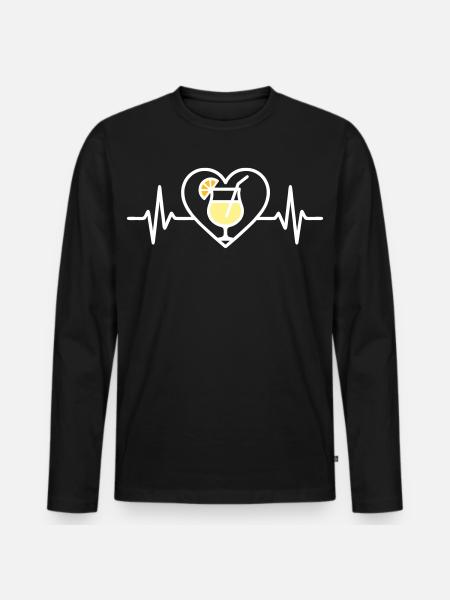 Piña Colada Heart Tropical Cocktail - Men's Premium Organic Long Sleeve Shirt - black