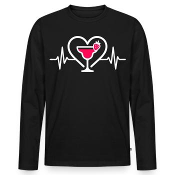 Daiquiri Cœur Cocktail Fraise - T-shirt manches longues Premium bio Homme - noir - Devant - Nico (187cm)