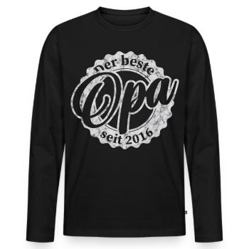 Der Beste Opa seit 2016 - Männer Premium Bio Langarmshirt - Schwarz - Vorne - Nico (187cm)