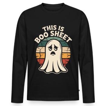 Ghost Halloween Retro - Men's Premium Organic Long Sleeve Shirt - black - Front - Nico (187cm)