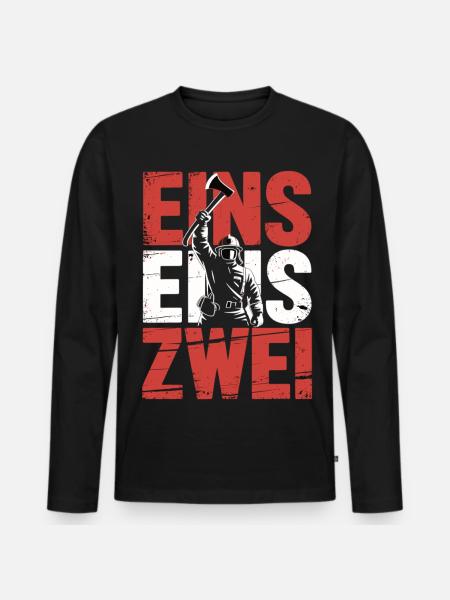 Fire Brigade Saying – 112 Emergency Call Hero in Action - Men's Premium Organic Long Sleeve Shirt - black