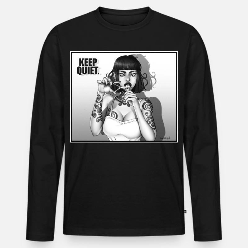 KEEP_QUIET - Männer Premium Bio Langarmshirt - Schwarz