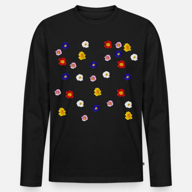 Primeln - Männer Premium Bio Langarmshirt - Schwarz