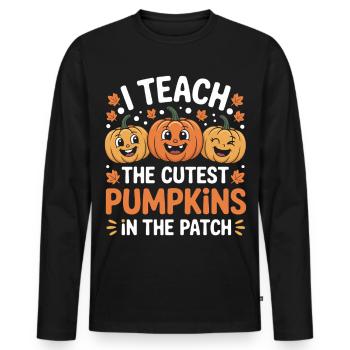 Süße Kürbisse im Herbst Lehrerin - Männer Premium Bio Langarmshirt - Schwarz - Vorne - Nico (187cm)