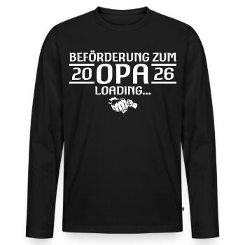 Opa 2026 loading Schwangerschaftsverkündung - Männer Premium Bio Langarmshirt - Schwarz - Vorne - Nico (187cm)