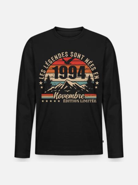Awesome since November 1994 | November 1994 - Men's Premium Organic Long Sleeve Shirt - black