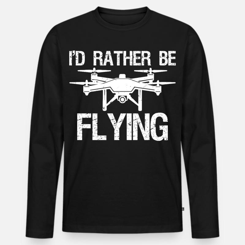 I'd rather be flying - Männer Premium Bio Langarmshirt - Schwarz