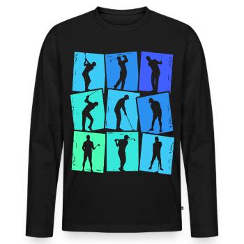 Golf Golfer Golfspieler Kinder Herren Jungen - Männer Premium Bio Langarmshirt - Schwarz - Vorne - Nico (187cm)