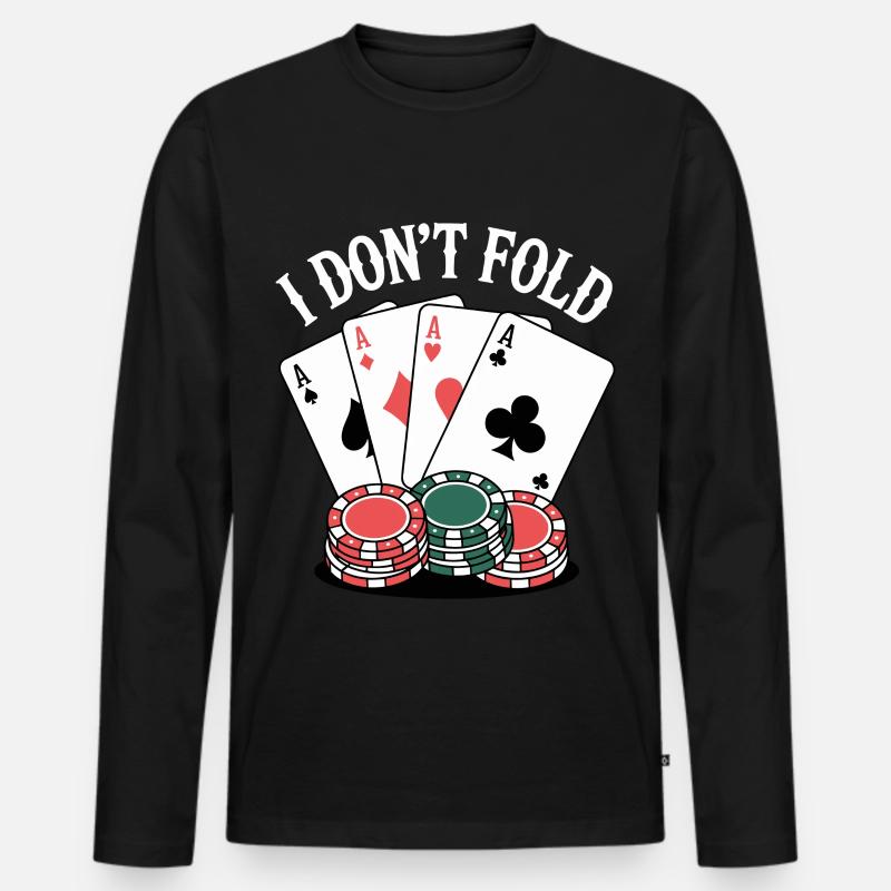 Fold Poker Karten - Männer Premium Bio Langarmshirt - Schwarz