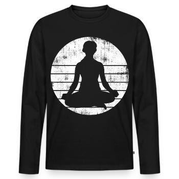Yogi Sketch - Men's Premium Organic Long Sleeve Shirt - black - Front - Nico (187cm)