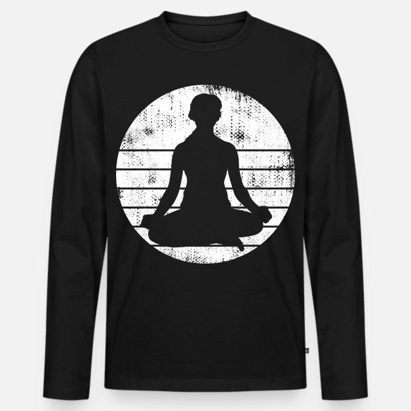 Yogi Sketch - Männer Premium Bio Langarmshirt - Schwarz