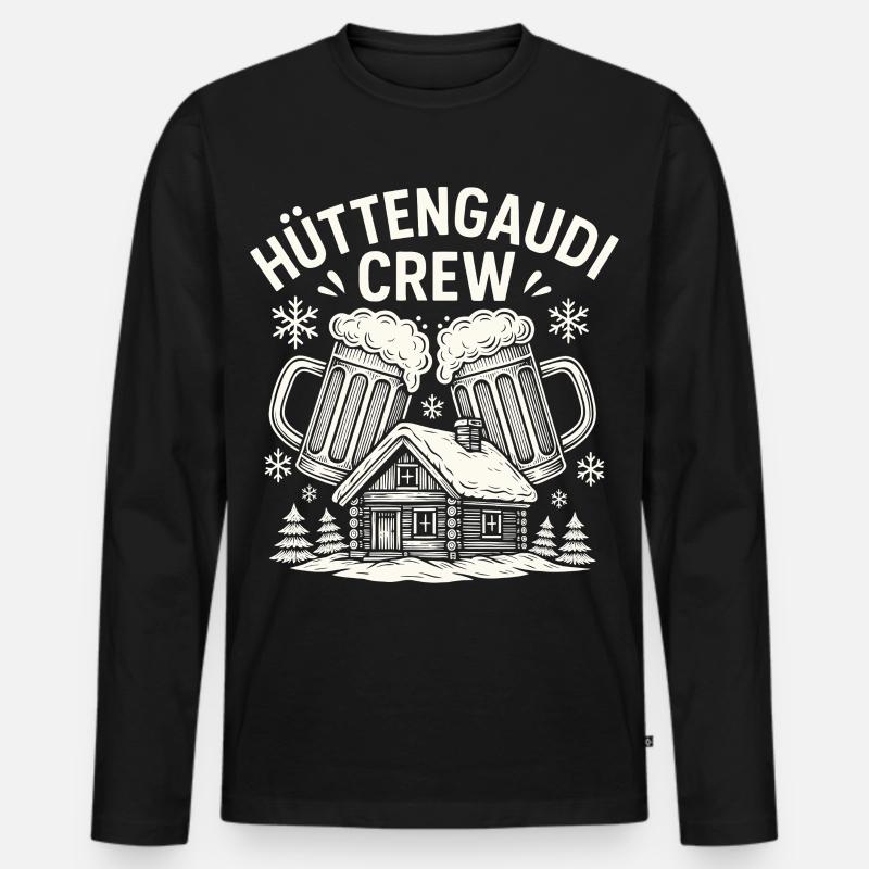 Hüttengaudi Crew - Männer Premium Bio Langarmshirt - Schwarz