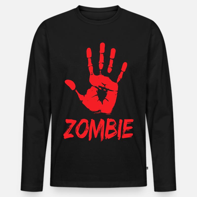 Zombie Hand Halloween Apokalypse - Männer Premium Bio Langarmshirt - Schwarz