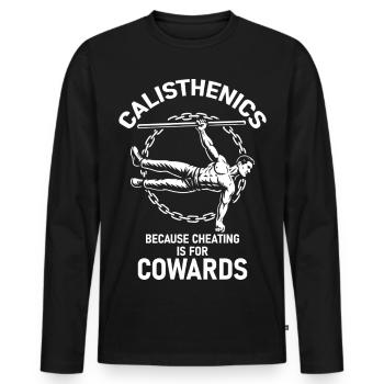 Calisthenics Fitness Gym Training Workout - Männer Premium Bio Langarmshirt - Schwarz - Vorne - Nico (187cm)