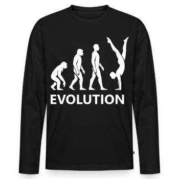 Evolution Calisthenics Fitness Gym Training - Männer Premium Bio Langarmshirt - Schwarz - Vorne - Nico (187cm)