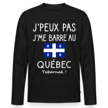 J’peux pas j’me barre au Québec humour francophone - T-shirt manches longues Premium bio Homme - noir - Devant - Nico (187cm)