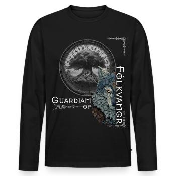 Gardien de Fólkvangr – Design viking nordique - T-shirt manches longues Premium bio Homme - noir - Devant - Nico (187cm)