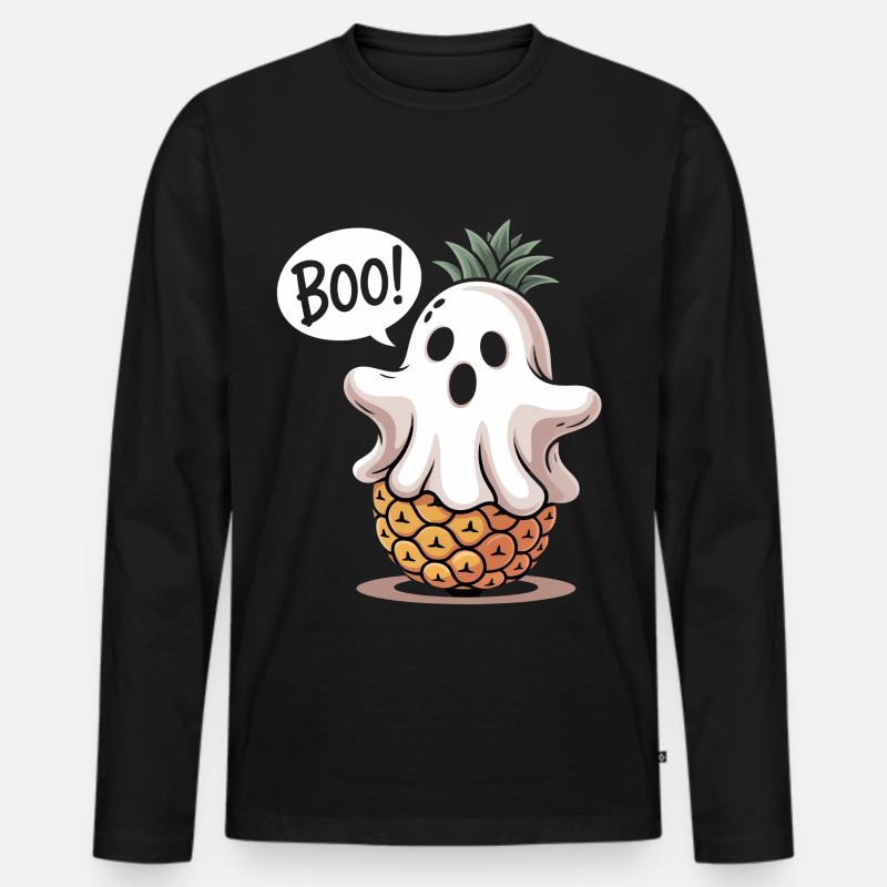 Ananas Geist Halloween - Männer Premium Bio Langarmshirt - Schwarz