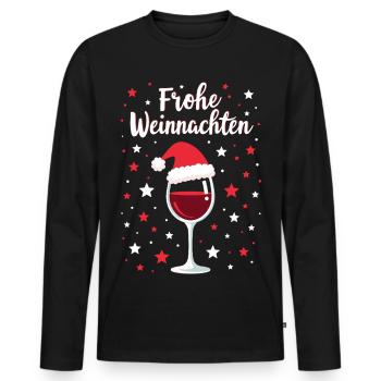 Merry Christmas Wine Glass Christmas - Men's Premium Organic Long Sleeve Shirt - black - Front - Nico (187cm)