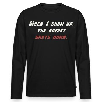 Buffet - Dicton gourmand - T-shirt manches longues Premium bio Homme - noir - Devant - Nico (187cm)