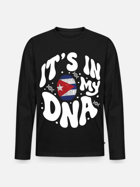 Cuban DNA Cuba Flag Hispanic - Men's Premium Organic Long Sleeve Shirt - black