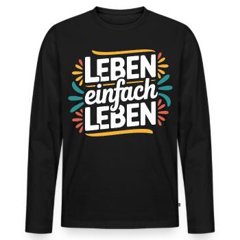 Living simply – Positive life motto Design - Men's Premium Organic Long Sleeve Shirt - black - Front - Nico (187cm)