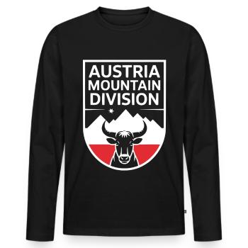 Austria Mountain Alpen Wappen Stier - Männer Premium Bio Langarmshirt - Schwarz - Vorne - Nico (187cm)