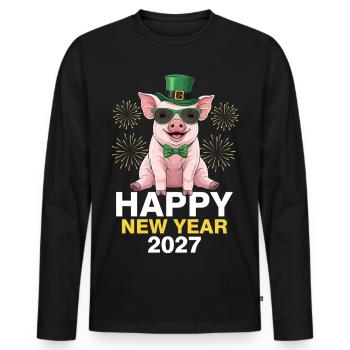 Happy New Year 2027 - Männer Premium Bio Langarmshirt - Schwarz - Vorne - Nico (187cm)