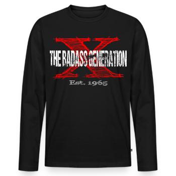 Génération X 1965 Rétro - T-shirt manches longues Premium bio Homme - noir - Devant - Nico (187cm)